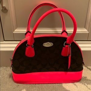 Brown logo mini Coach purse